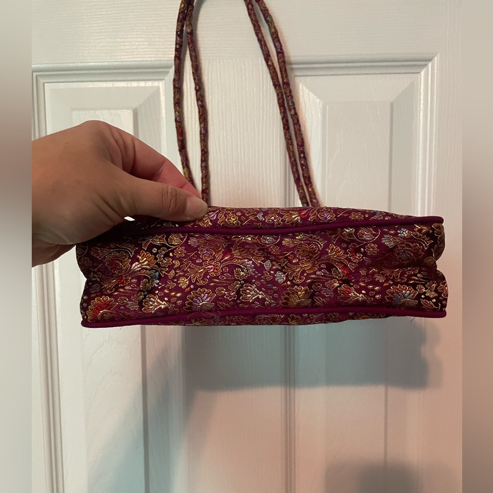 Asian Inspired Floral Brocade Style Handbag - Picture 3 of 5